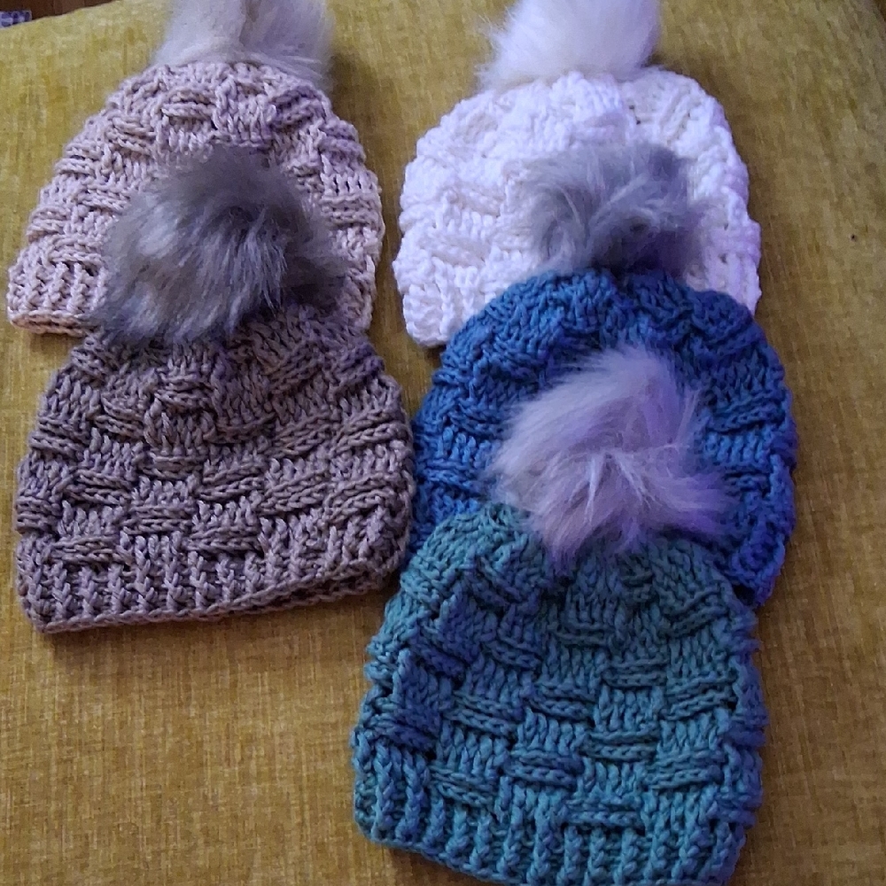 Cozy Knit Pom-Pom Beanie Set for Kids